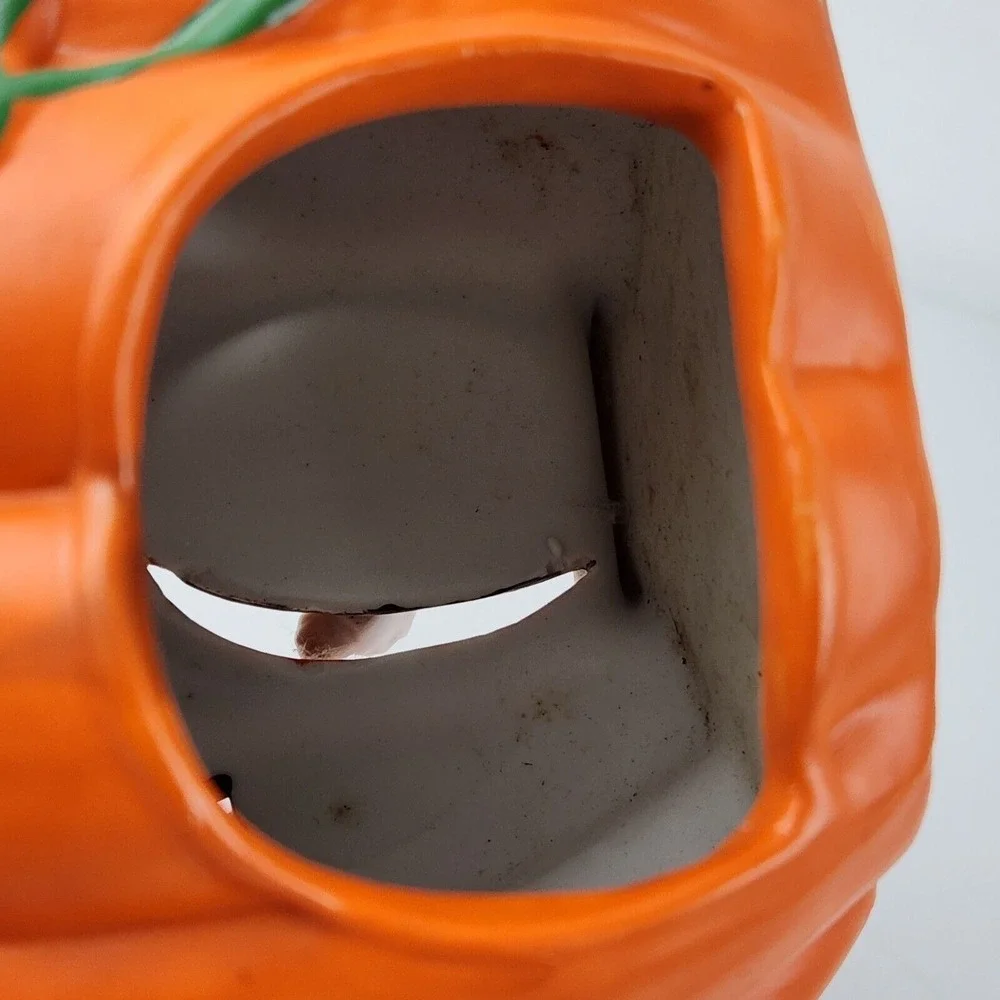 Vintage Halloween Ceramic Pumpkin and Ghost Tea Light Votive‎ Candle Holder